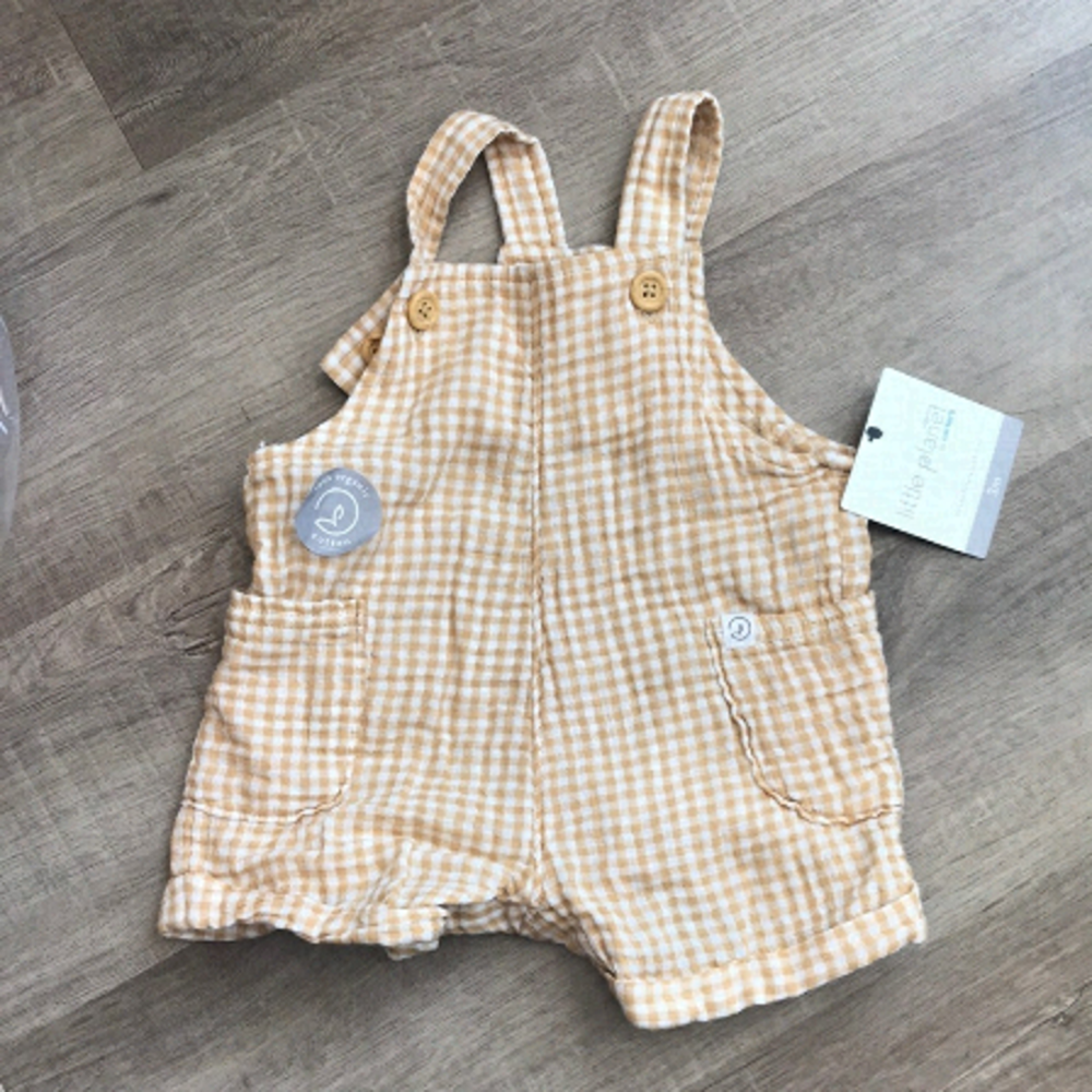 4/$25 organic cotton shortalls for boy or girl